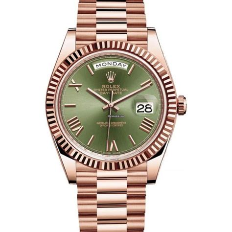 rolex day date rosegold green dial|Rolex rose gold 40mm president.